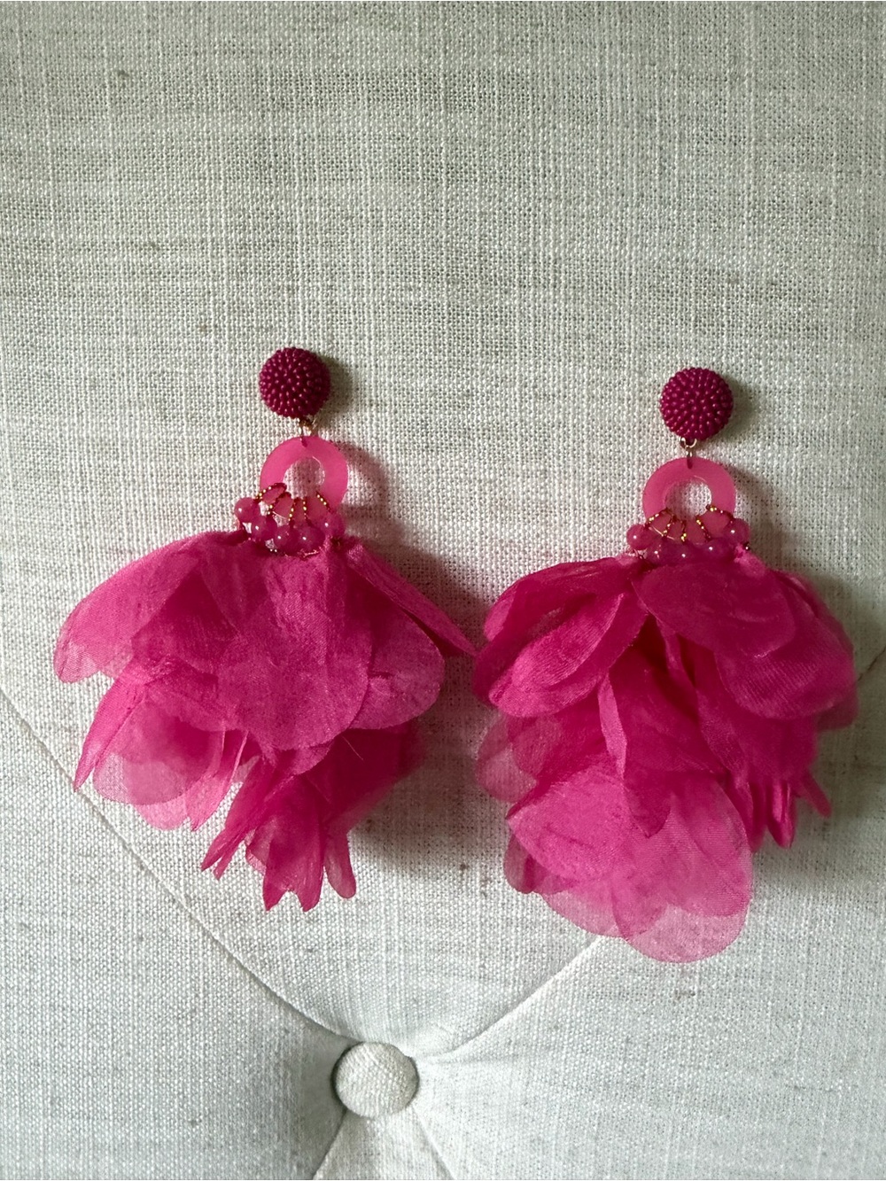 Pink Floral Statement Earrings